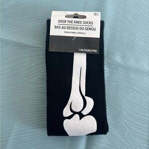 Women’s Skeleton Halloween Black & White Over the Knee Socks